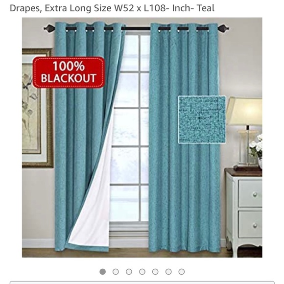 Teal blackout curtains - Picture 3 of 9